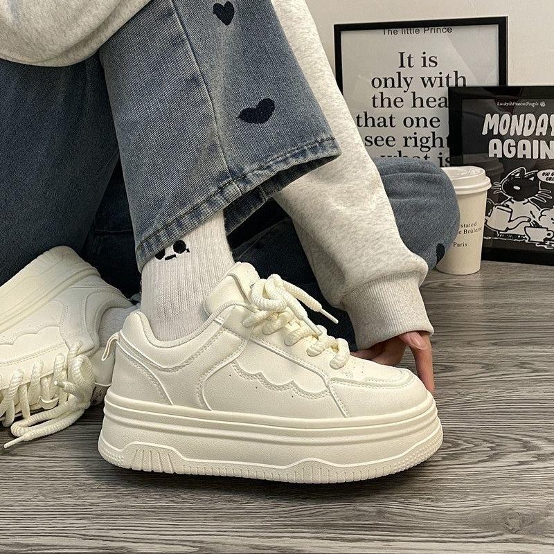 Spring and Autumn New Korean Version Fashion Trend Versatile Pure White Shoes Board Shoes Comfortable Casual non-Slip Women's