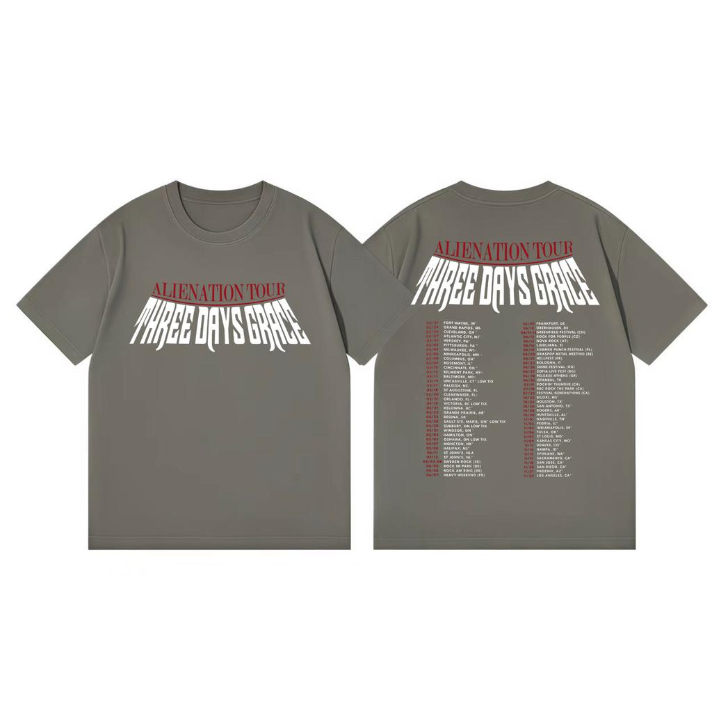 Three Days Grace Alienation Tour 2026 Magliette Merch Grafiche Uomo Donna Moda Retro T-shirt Estiva Casual Ampia Maglietta di Cotone