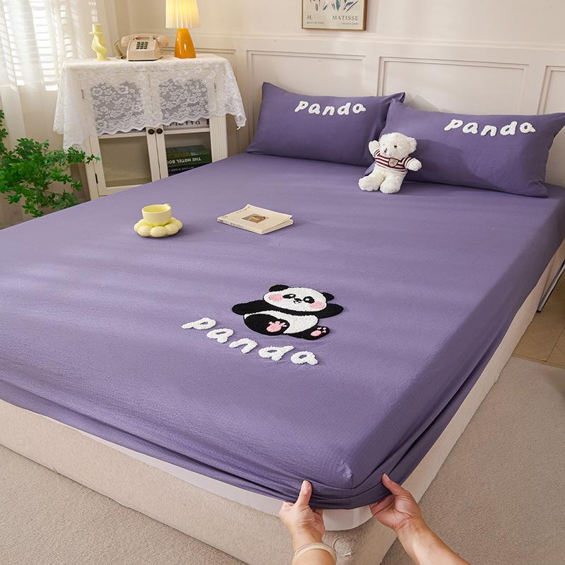 Washed Cotton Fitted Sheet Single Piece New Mattress Cover Protective Cover Bed Sheet Cover Student Dormitory Machine Washable