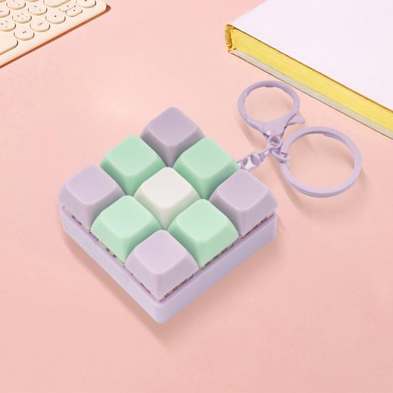 9-Keys Fidget Keyboard Keychain Stress Anxiety Relief Keyboard Clicker Keychain Portable