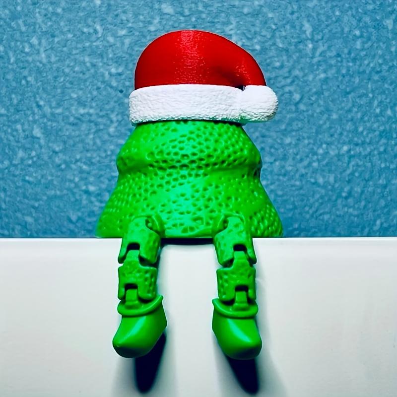 1pc 3D Printed Poseable Christmas Doll Figure with Movable Limbs & Opening Hat - PLA Plastic Mini Figurine for DIY Storage Box