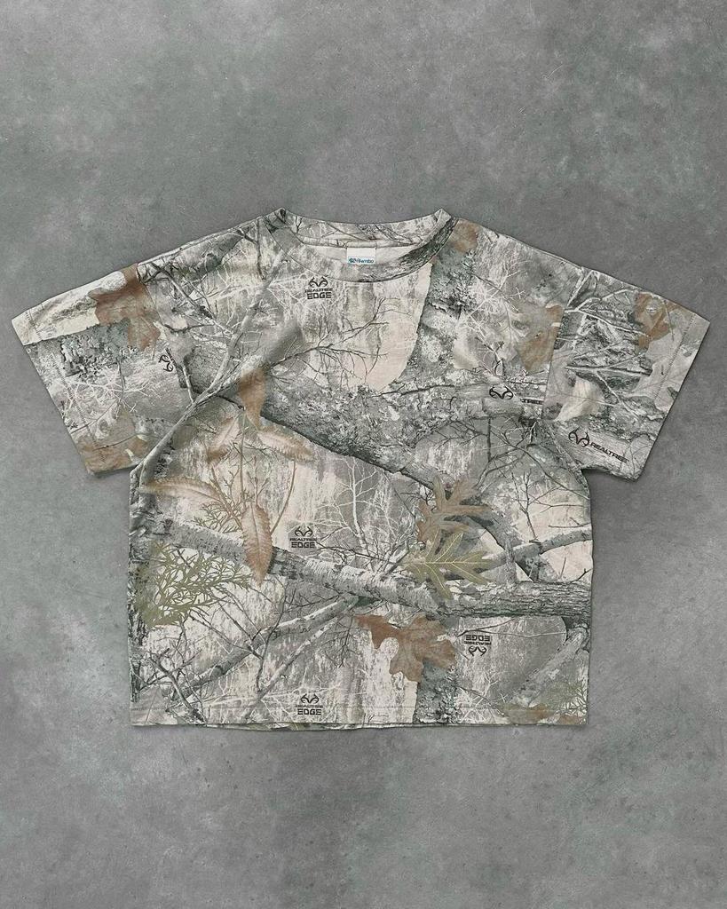 Vintage Leaf Print Short Sleeve Polo - Loose Fit High Street Pullover Top