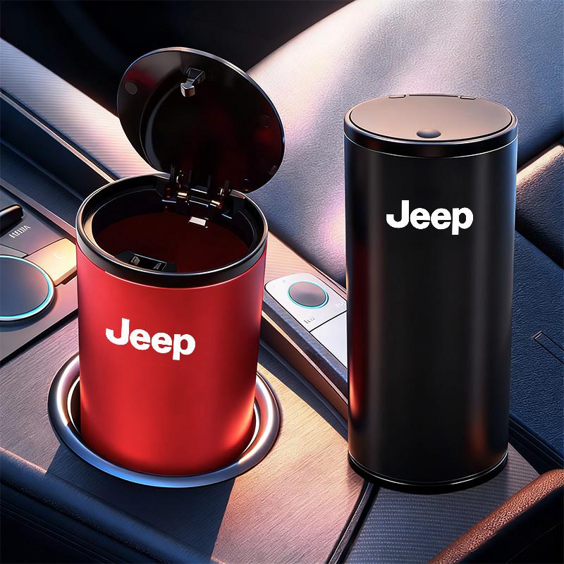 Portable Car Garbage Cup Aluminum Alloy Trash Can Ashtray For Jeep Grand Cherokee Wrangler JK Gladiator Compass Renegade Patriot AKV1