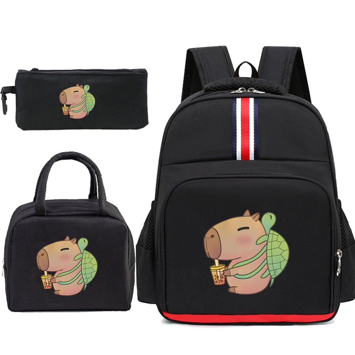 

Kapibara surrounding cute children s schoolbag combination three-piece set single shoulder double shoulder primary school pencil case No Spec