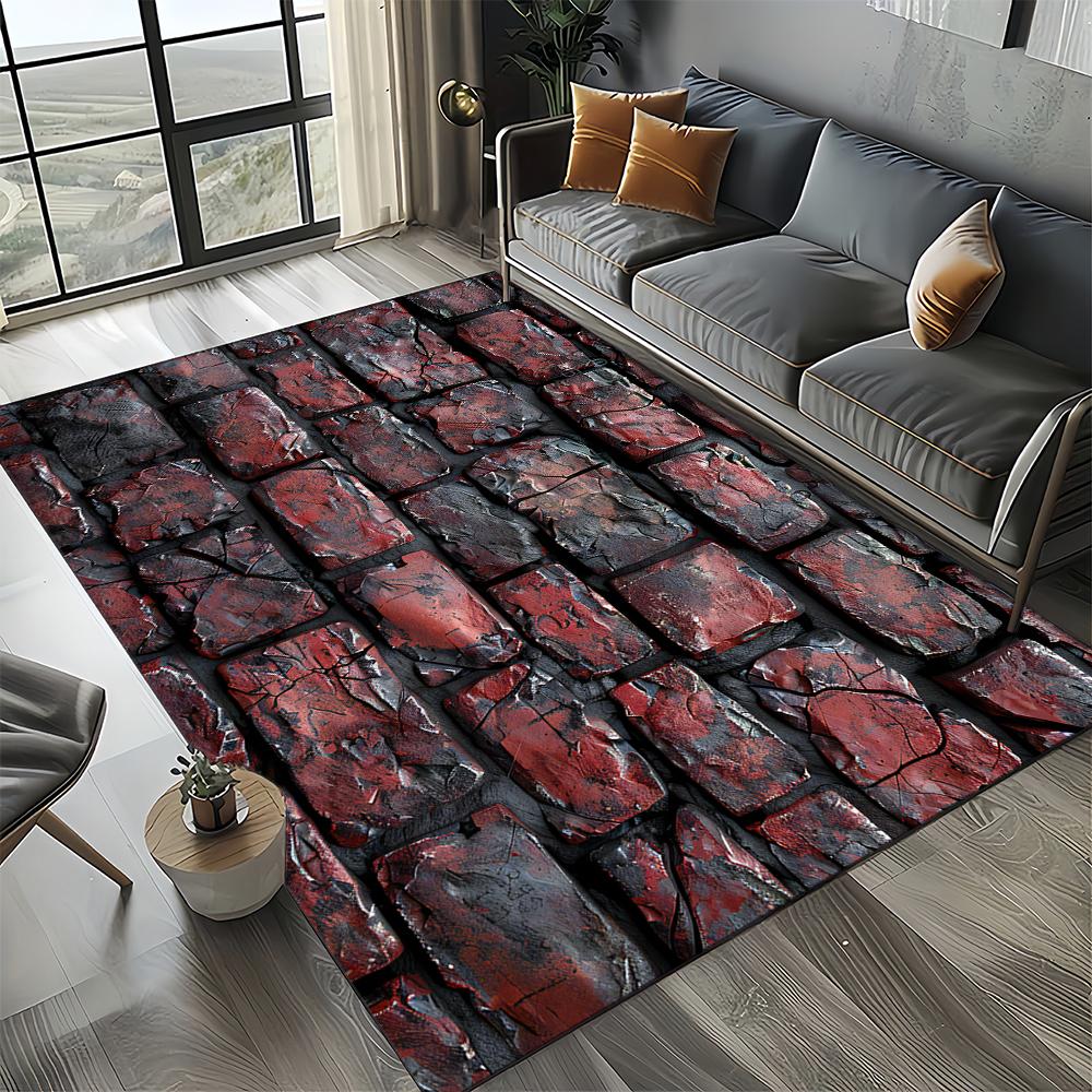 2025 New Style Brick Stone Building Wall Originality Rug Carpet for Living Room Bedroom Home Decor,kid Non-slip for Sofa Doormat