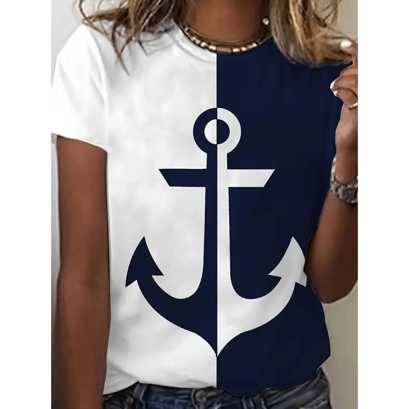 

Летний топ с круглым вырезом и принтом 3D Barb, модные повседневные футболки с короткими рукавами для женщин L