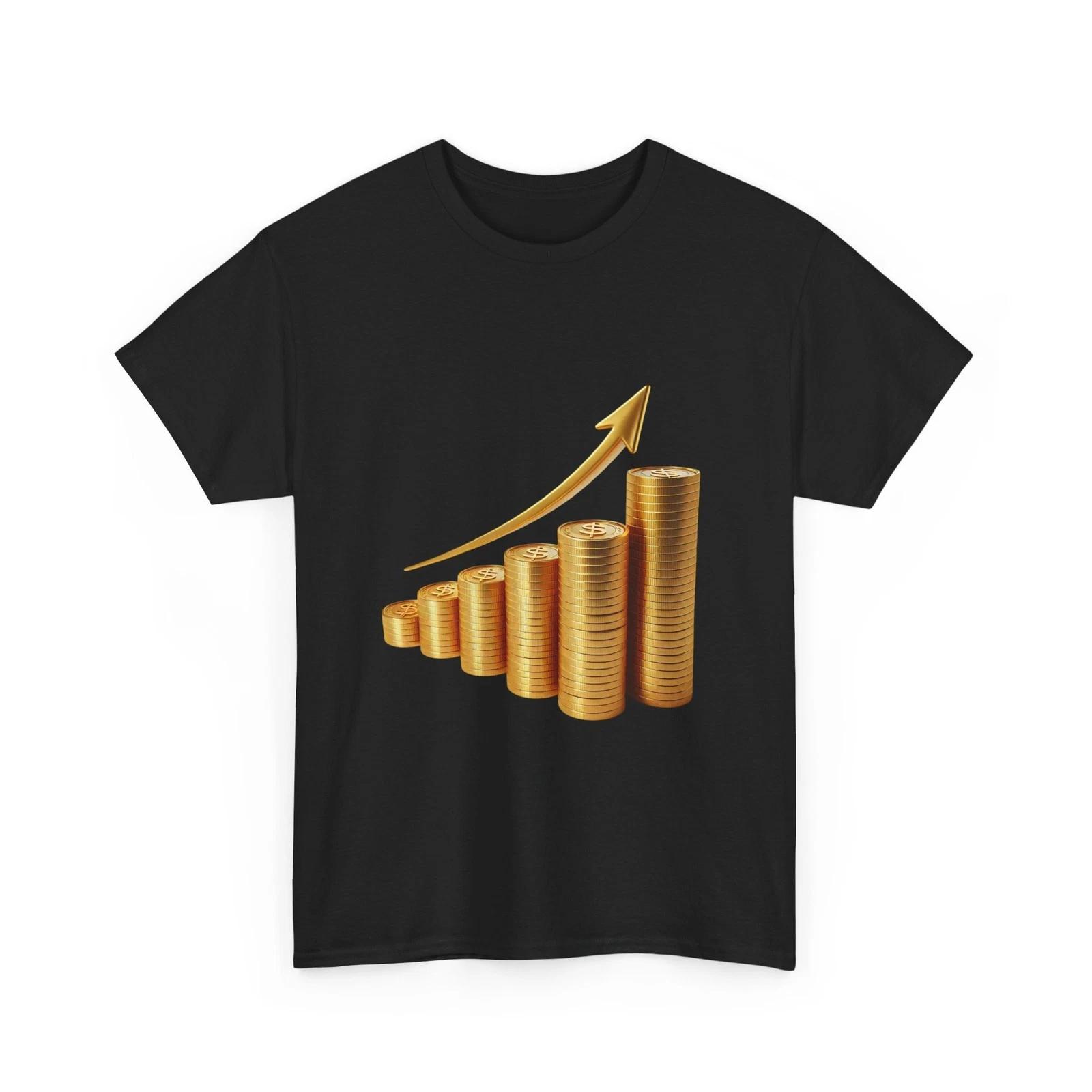 Investment T-Shirt Rising Gold Coin Chart Tee Investment Wealth Growth Shirt M