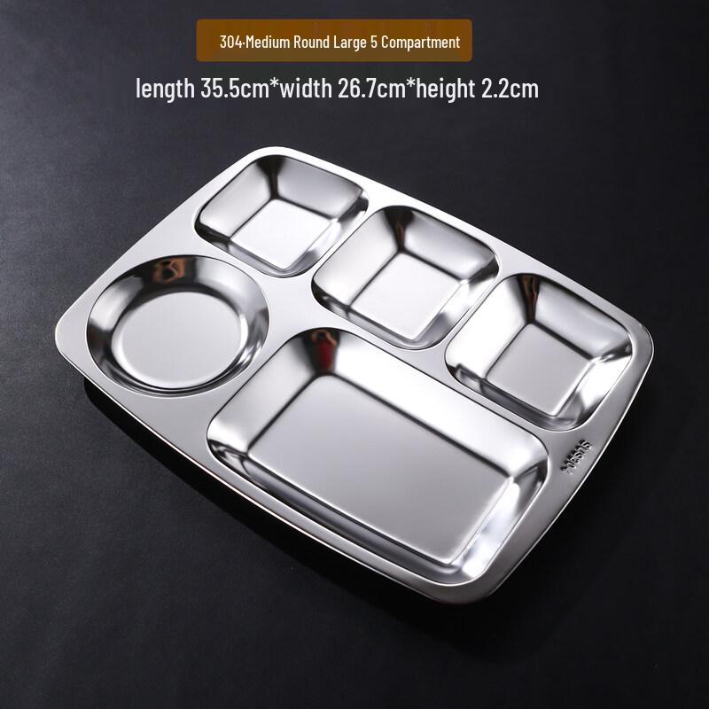 304 Stainless Steel Divided Meal Tray
