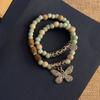 Jingdezhen Ceramic Double Ring Butterfly Beaded Bracelet for Women, Handmade New Chinese Ethnic Bohemian Style Niche Versatile Elegant Wrist Jewelry