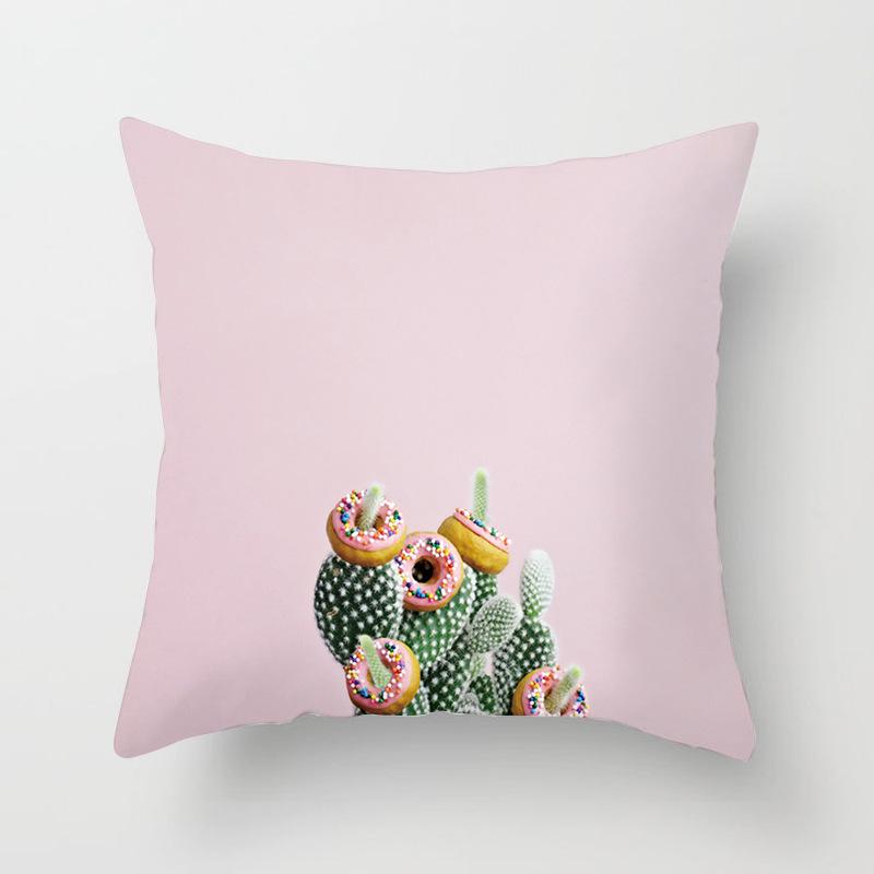 Ins Small Fresh Plant Car Sofa Pillow Cushion Cover Office Printed Lumbar Cushion Home Supplies