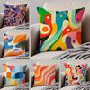 Abstract Geometric Pattern Art Cushion Cover Throw Pillow Cover Hidden Button Durable Polyester Chair Cushion