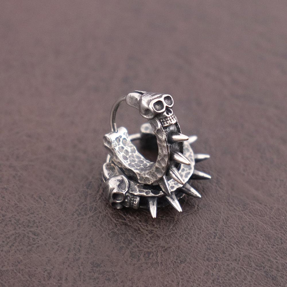 Vintage Stainless Steel Black Skull Huggie Earrings Punk Hip Hop Skull Hoop Earring for Men Trend Charm Women Ear Jewelry Gifts