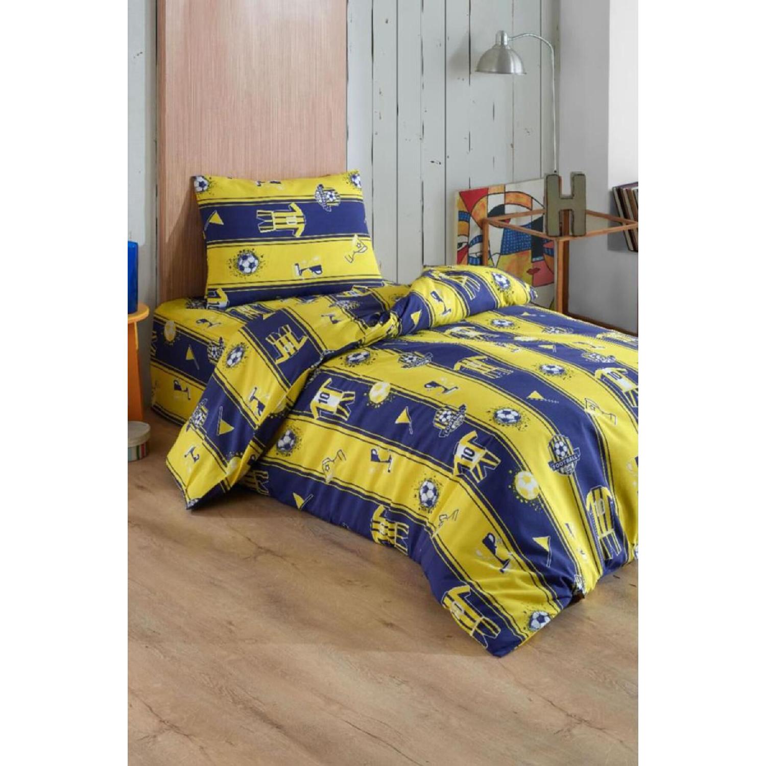 

Jersey Patterned Yellow Navy Blue Single Duvet Cover Set жёлтый