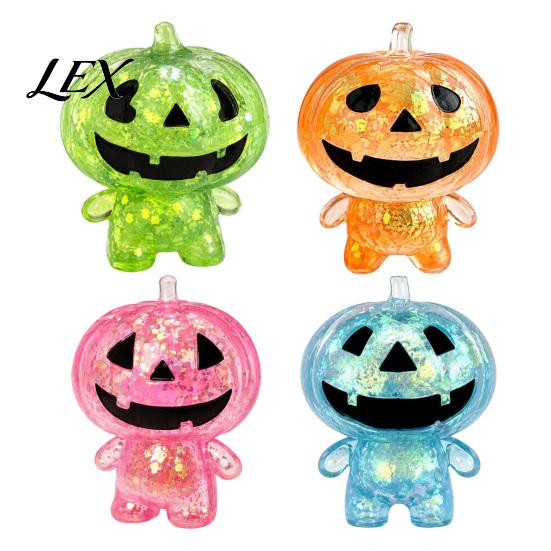 Halloween Stress Relief Toys Glitter Pumpkin Ghost Squeeze Toy, Clear Man Spooky Fidget TOy Sensory Party Favors