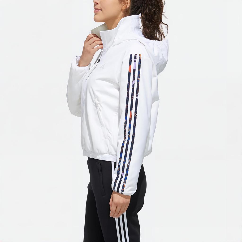Adidas Printed Sports Hooded Fleece Jacket Women Jackets White GG0764
