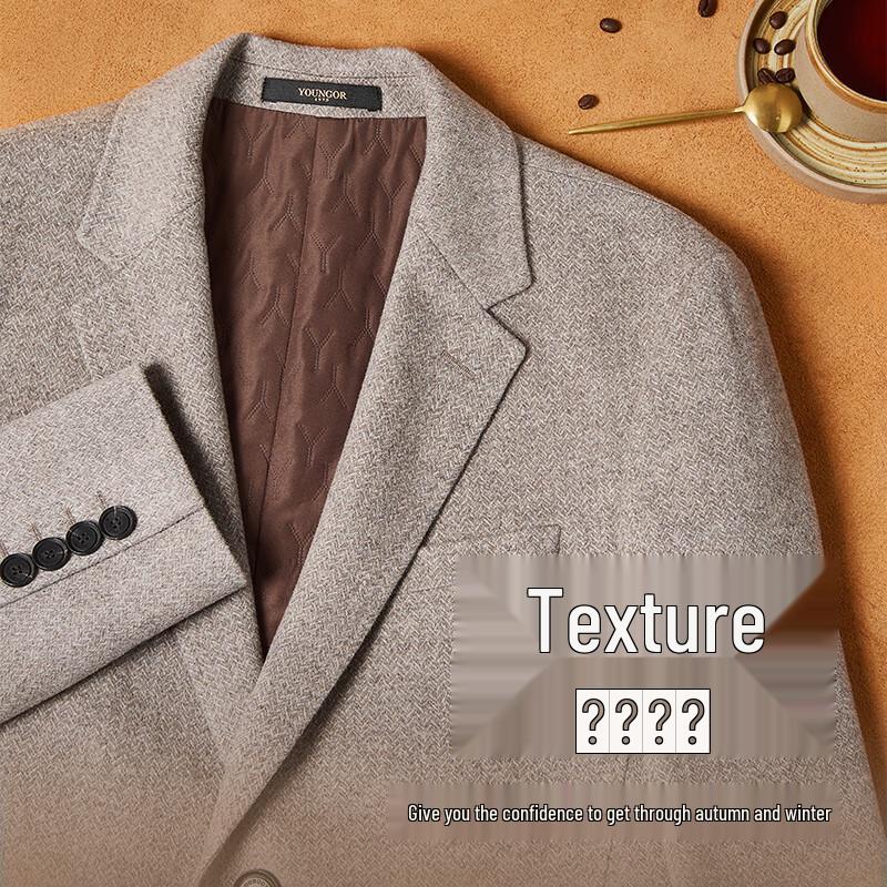 YOUNGOR 2025 Men's Wool Cashmere Blend Warm Overcoat