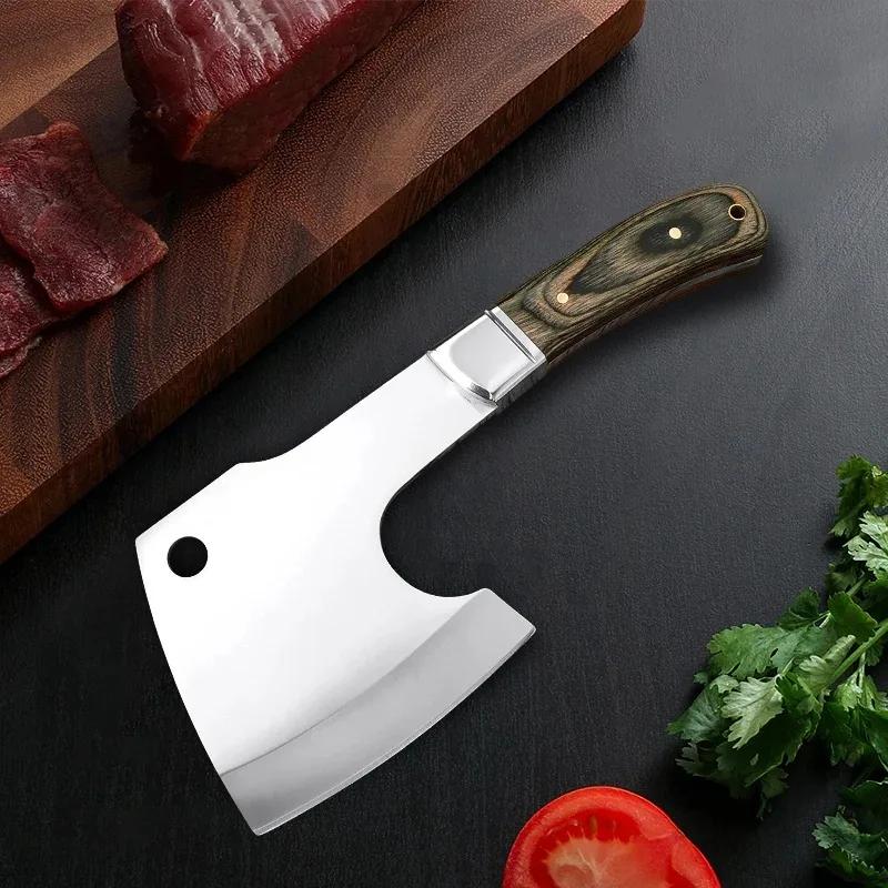 Stainless Steel Bone Knives Hand Forged Blade Kitchen Knives Wooden Handle Chef Cook Meat Cleaver Sharp Vegetable Butcher Knife