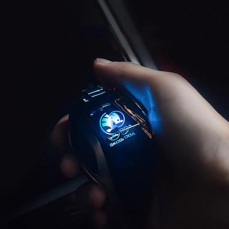 Pugms9 Crystal Gear Shift Head LED Illuminated Logo Car Gear Head for Skoda Octavia Kodiaq Fabia Rapid 3 Karoq Superb VRS Accessories