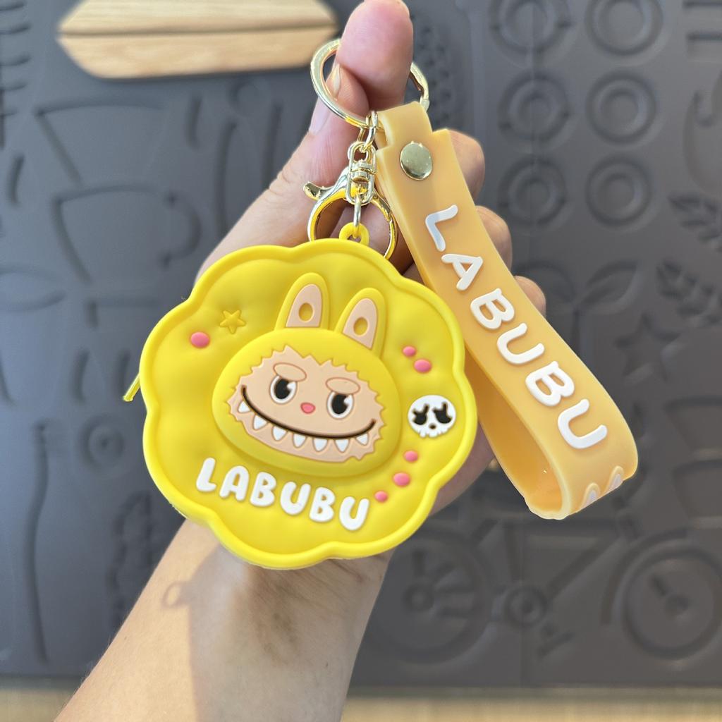 Labubu Silicone Change Bag Pendant Labubu Cute School Bag Pendant Keychain Ring Doll Machine