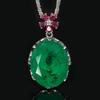Vintage Emerald Ruby Jewelry for Women 20mmx25mm Oval Cut Green Gemstone Necklace Adjustable Ring Luxury Wedding Party Gift