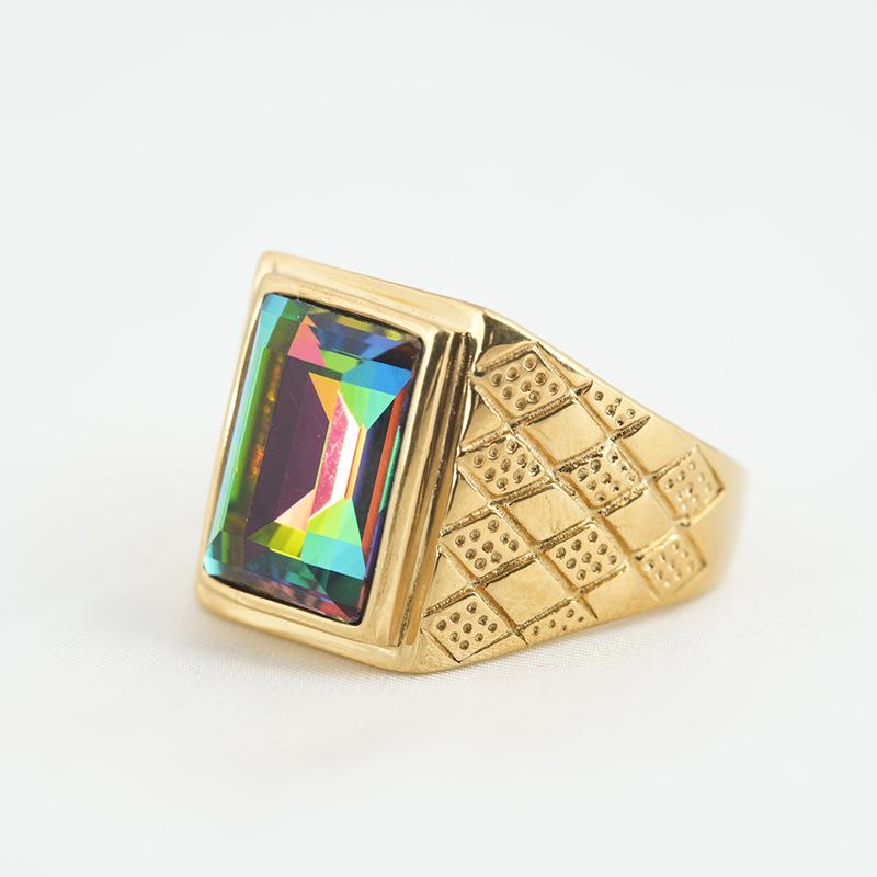 European and American Rings, Gemstones Vacuum Electroplating Multi-color Domineering Men's and Women's Exaggerated Rings