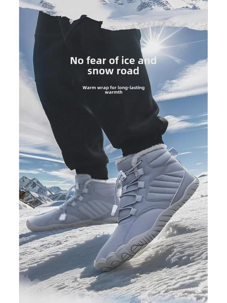 Wasserdichte Winterschuhe aus Baumwolle für draußen und dicke, warme Herren-Schneestiefel aus Samt zum Bergsteigen, rutschfest und verschleißfest, für Männer und Frauen.