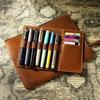 Genuine Leather Zipper Pen Bag A5 Portfolio Large-Capacity With Pen Pouch And Card Holder Retro Stationery Bag For School And Office