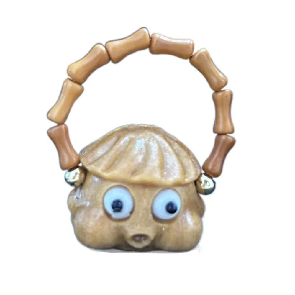 Ghost Funny Ring Adjustable Wood Beaded Rings Creative Sandalwood Ring  Unisex