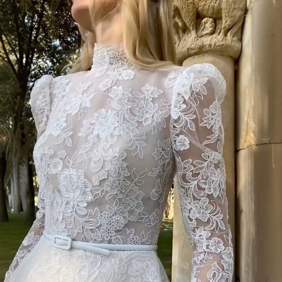 French Lace Wedding Dress 2026 New Bridal Atmospheric Simple Premium Long Sleeve Summer Small Trailing Dress Dress