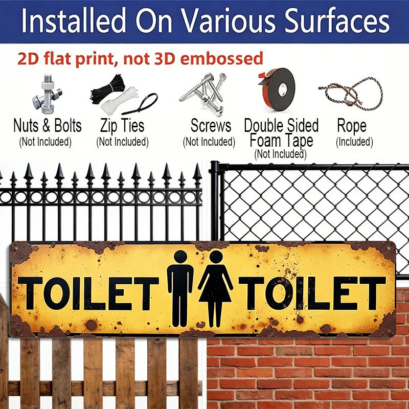 2D Flat Aluminium Decorative Sign - Vintage Style Metal Sign for Restrooms, with A 2D Flat Design for Men and Women. Ideal for Decorating Bathrooms