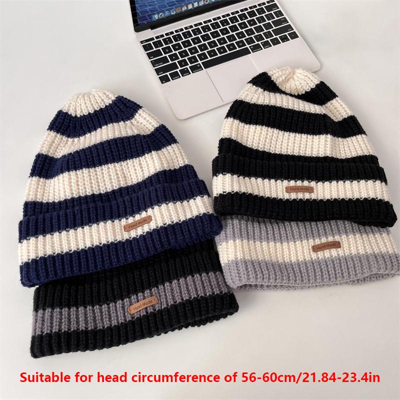 Knit Beanie Hat Women Men Elastic Winter Warm Brimless Hat Outdoor Coldproof Skullcap Bonnet