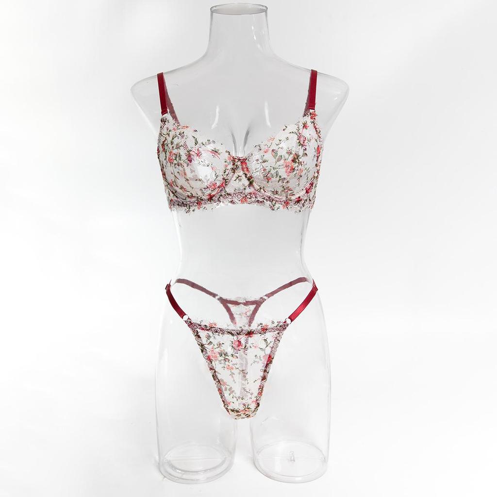 Cecilia Stylish Lace Floral Fishbone Crop Top & Bra Set - Sexy, Comfortable, Breathable Women's Wear