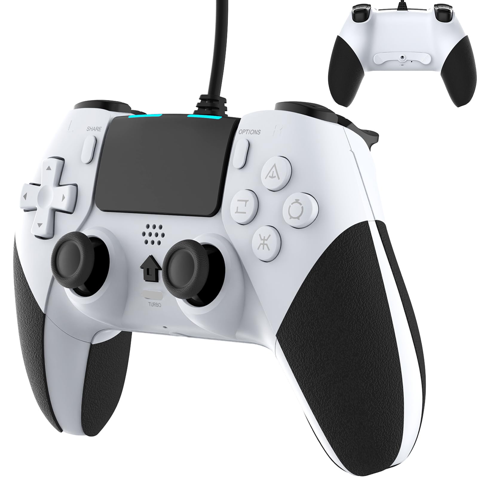 

Elnicec P4 Controller Wired with Back Buttons Latest P4 Gamepad TURBO Rapid Fire Function Gyro Sensor Function HD Vibration Ergonomics USB Connection