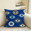 L-Lucky Evil Eye Cushion Cover Natural Linen Pillowcase Set, All-In-One Decor For Sofa, Bedroom & Chair