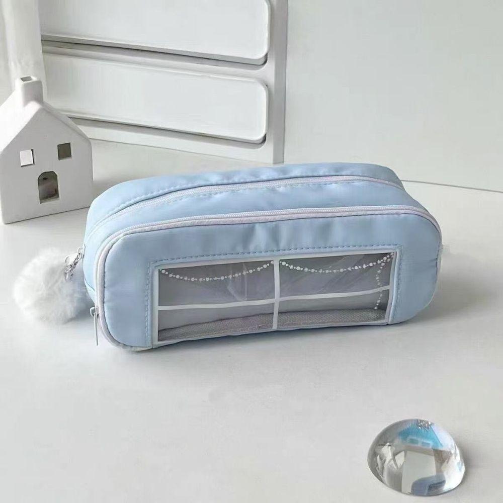 

Простой корейский модный милый пенал для детей, однотонный, милый, для хранения канцелярских принадлежностей, большая вместимость, сумка для ручек, школьные принадлежности синий