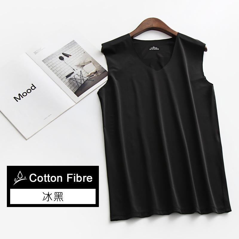 Liquid Ice Silk | Mercerized and Silky Summer Men's Vest Ultra-thin and Seamless V Round Neck Wide and Narrow Shoulder Sports Quick-drying High Elasti
