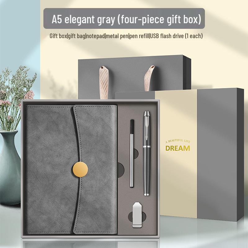 Conjunto de Presente Caderno A5 Dobrável em Três e Copo Térmico – Lembrança Corporativa Personalizada com Logotipo