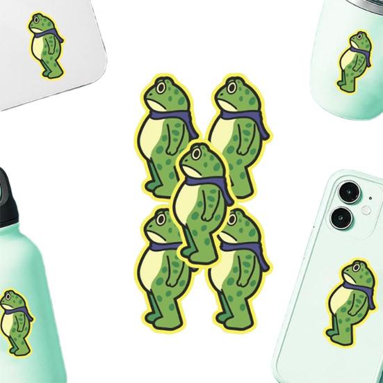 1/5/10/20/50/100Pcs Resist Frog Sticker Waterproof PVC Frog Meme Sticker Cell Phone Laptop Computer Helmet Water Bottle Decorative Animal Decal