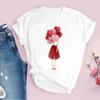 Womens White Love Balloon Butterfly Round Collar Print Tshirt Short Sleeve Graphic Dress Aesthetic Harajuku Style