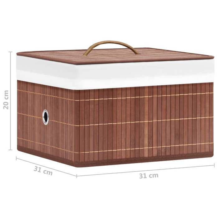 VidaXL Bamboo Storage Boxes 4 Pcs Brown