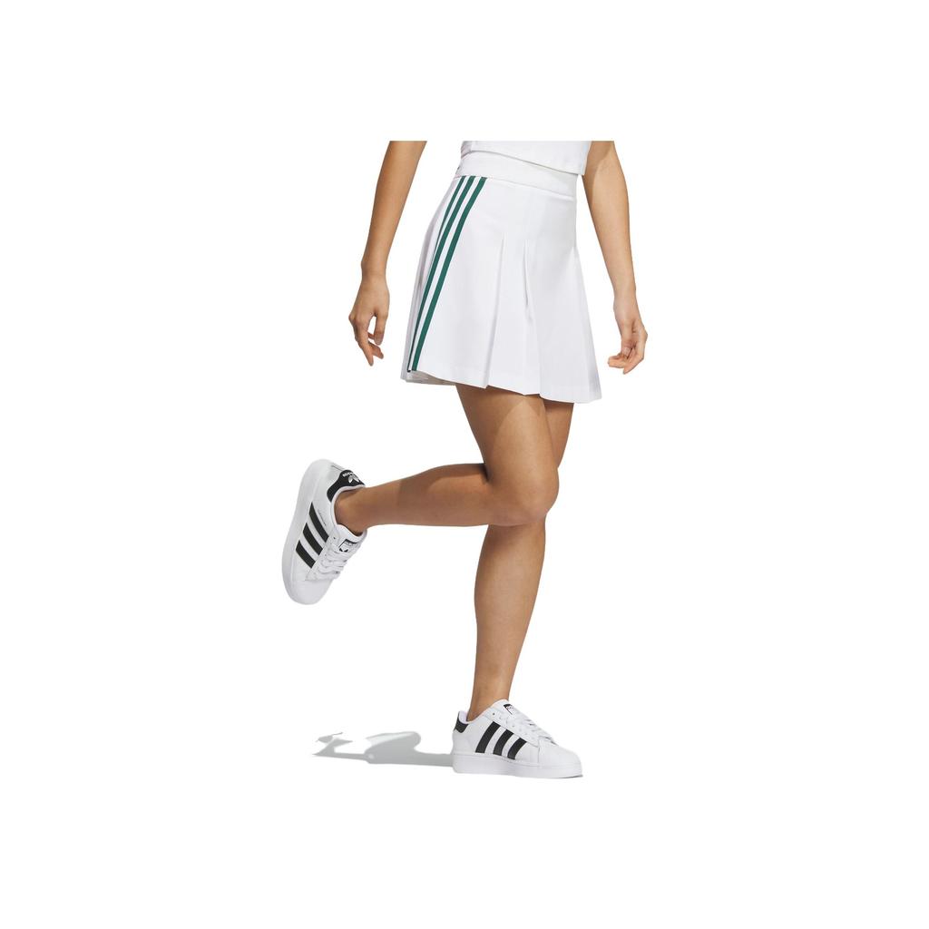 Adidas Originals X NoTitle Co-Branded Series FW23 Pure Color Three-Stripe Pleated Sports Casual Skirt Women Skirt White IN1052