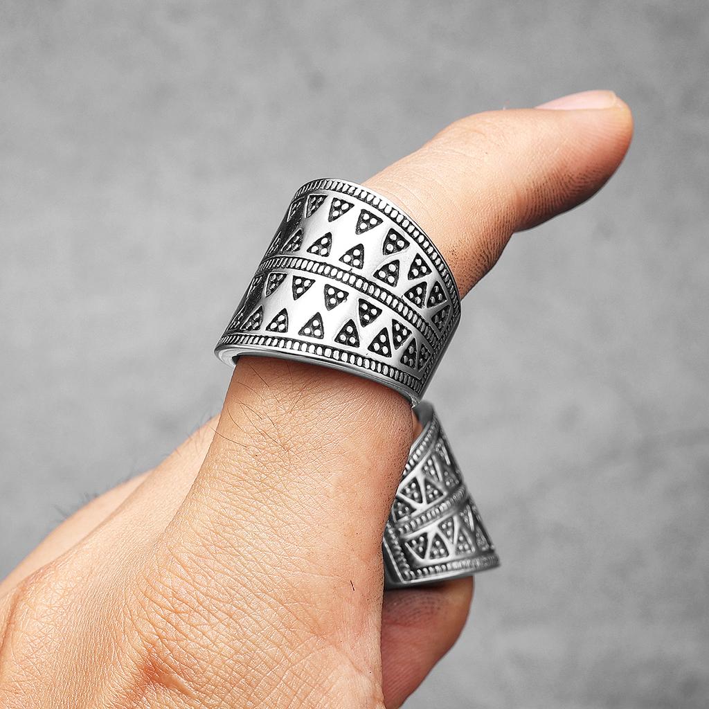 Aesthetic Geometry Triangle Men Rings Stainless Steel Punk Vintage Unique Fashion Jewelry Accessories For Women Gift