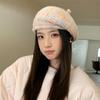 Winter hat women's fleece warm knitted wool hat big head circumference beret fashionable versatile stacking hat