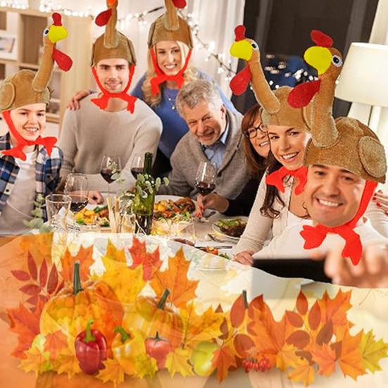 Thanksgiving-kostymetilbehør Plysj kalkunhatt Hodeplagg Høneøye Kyllingben pannebånd til nyttårsfestutstyr