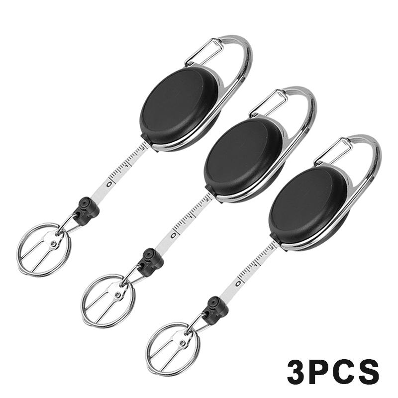 Easy-Pull Buckle Retractable Keychain With Scale Ruler Anti-Lost For Fishing Gear Multi-Function Tackle Accessory