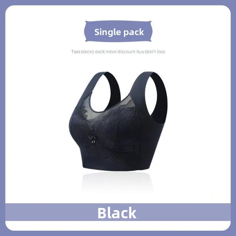 Ice Silk Seamless One-Piece Vest Bandeau Bra, Fixed Cup Push Up Side Gathering Plus Size Summer Women Bra M