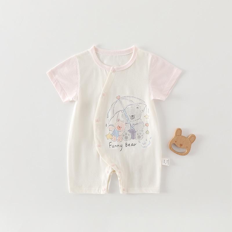 A-Class Pure Cotton Baby Romper: Summer Short Sleeve Crawling Suit for Newborn Boys & Girls