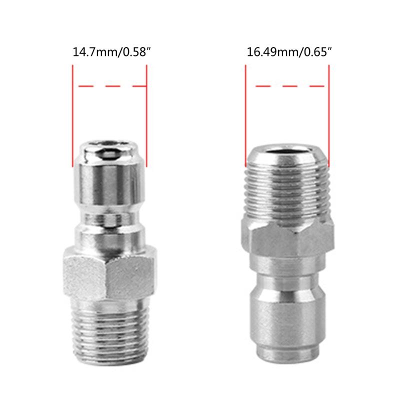 Pressure Washer Adapter Set 3/8" Quick Connect Fittings Male Pressure Washer Quick Disconnect Stainless Steel 5000 PSI
