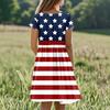 Women's Casual Fashion Round Neck Short Sleeve Independence Day Printed Midi Dress