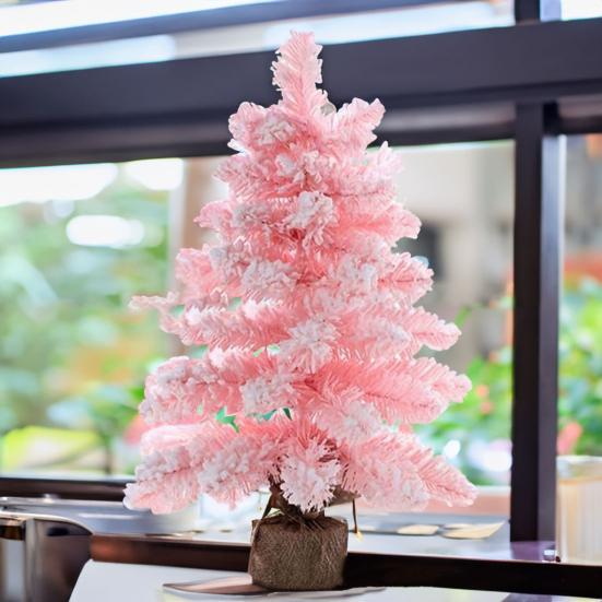 Tabletop Mini Christmas Tree Artificial Snow Flocked Christmas Tree Ornament Winter Charm Christmas Decoration for Home Desktop Decor